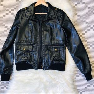 Jack by BB Dakota Black Faux Leather Jacket L
